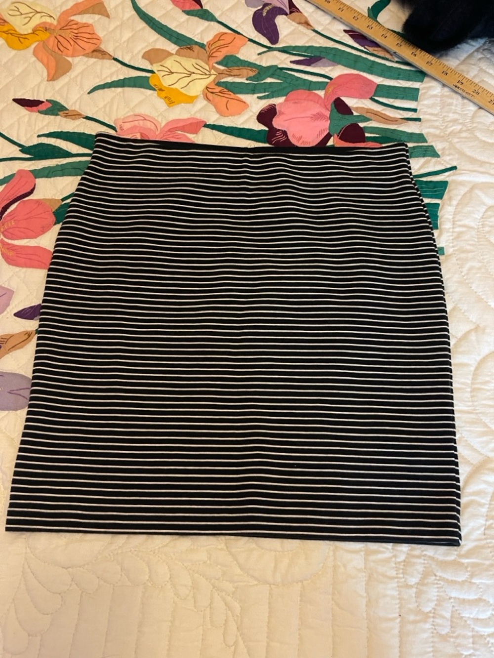LOFT Black and White Striped Pencil Skirt